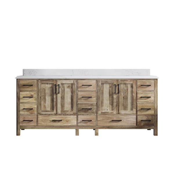 Willow Collections Malibu Mango 84 in. W x 22 in. D x 36 in. H Double Sink Bath Vanity in Natural with Cove Edge Empira Quartz