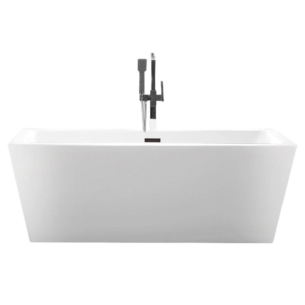 Elena 59" White Freestanding Acrylic Soaking Bathtub