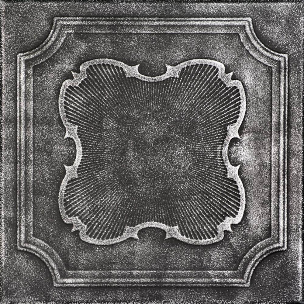 Coronado Black Silver Faux Tin Glue-Up Ceiling Tile