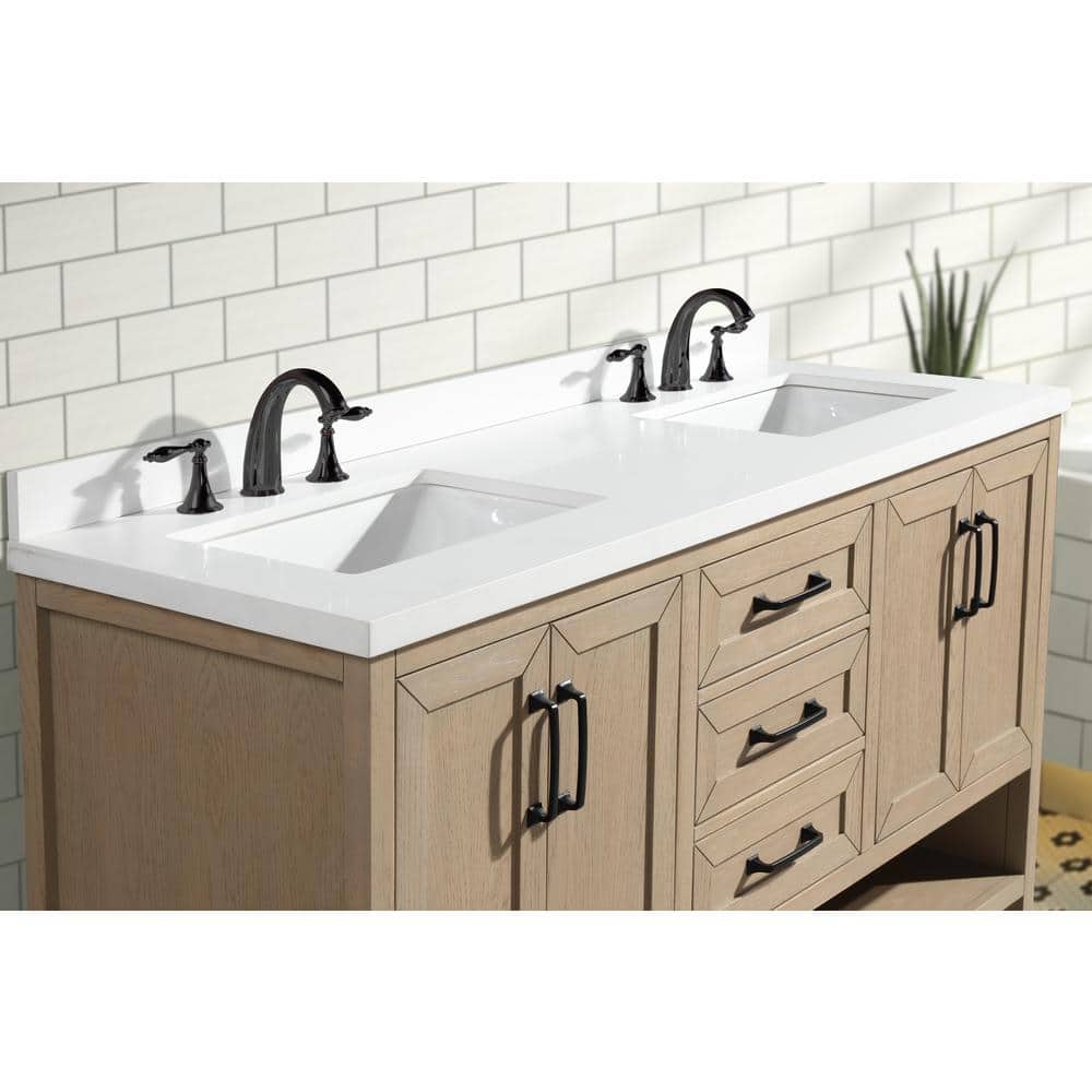 Venice 60" Oak Gray Solid Wood Double Bathroom Vanity