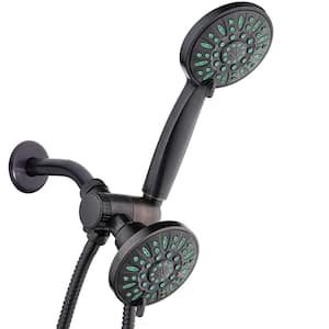 Antimicrobial 48-Spray Patterns 4 in. single wall mount Dual Showerhead and Handheld shower in ORB finish
