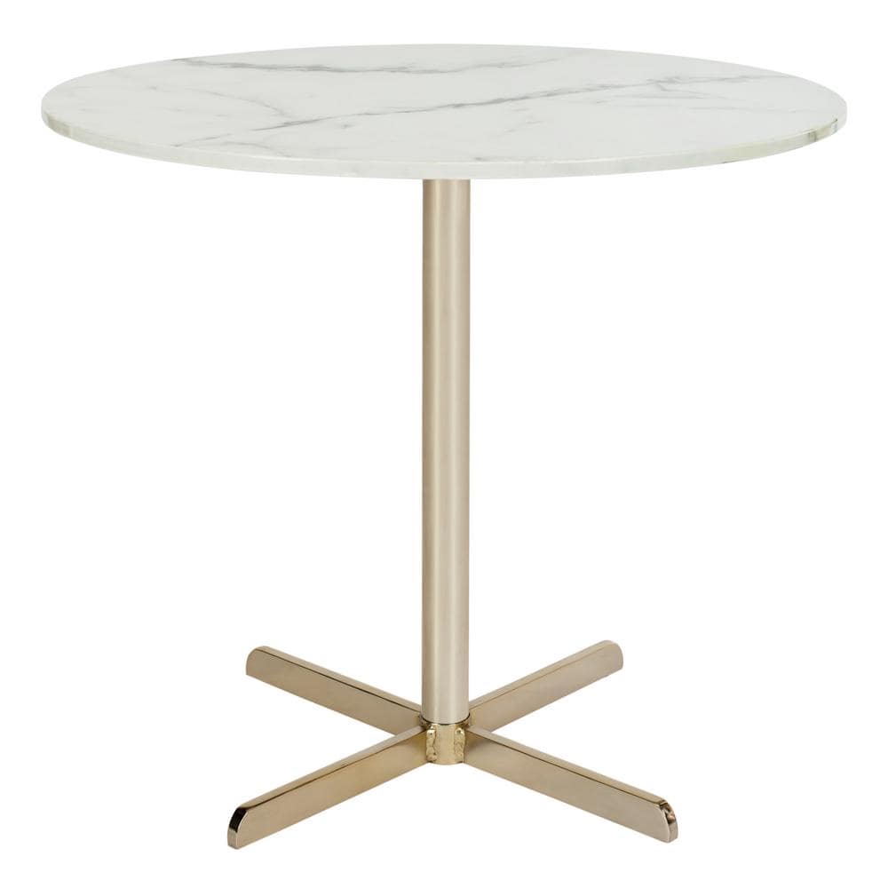 SAFAVIEH Winnie White Marble and Brass Side Table ACC6200A - The Home Depot