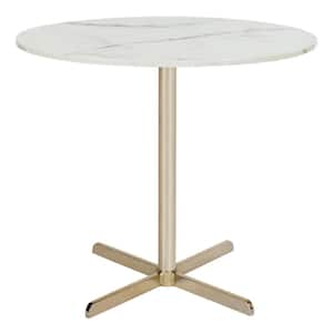 Winnie White Marble and Brass Side Table