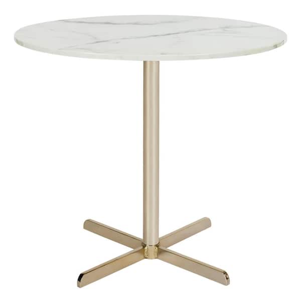 SAFAVIEH Winnie White Marble and Brass Side Table