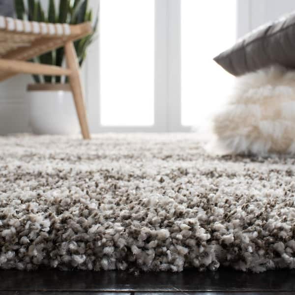 SAFAVIEH Hudson Shag 7 ft. x 7 ft. Ivory/Gray Marble Square Area