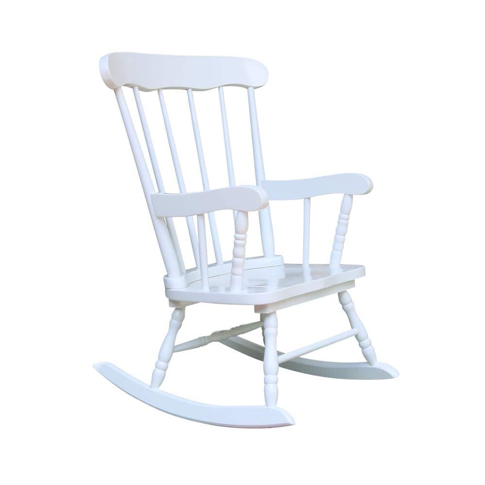White Solid Wood Juvenile Rocker with Spindle Back