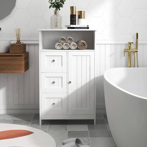 Bonnlo Small Bathroom Floor Cabinet Kitchen Storage Organizer Free