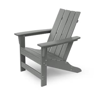 Gray HDPE Outdoor Patio Adirondack Chair 1-Piece