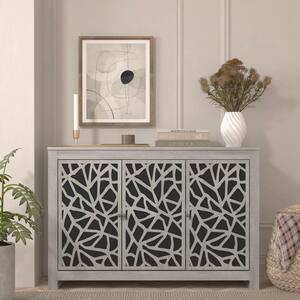 Culbreath Dusty Gray Oak Wood 44.3 in. 3-Door Sideboard with Adjustable Shelves