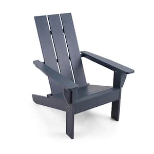 Classic Wood Adirondack Chair Oversized Tall Back Gray Patio Chairs For All Weather