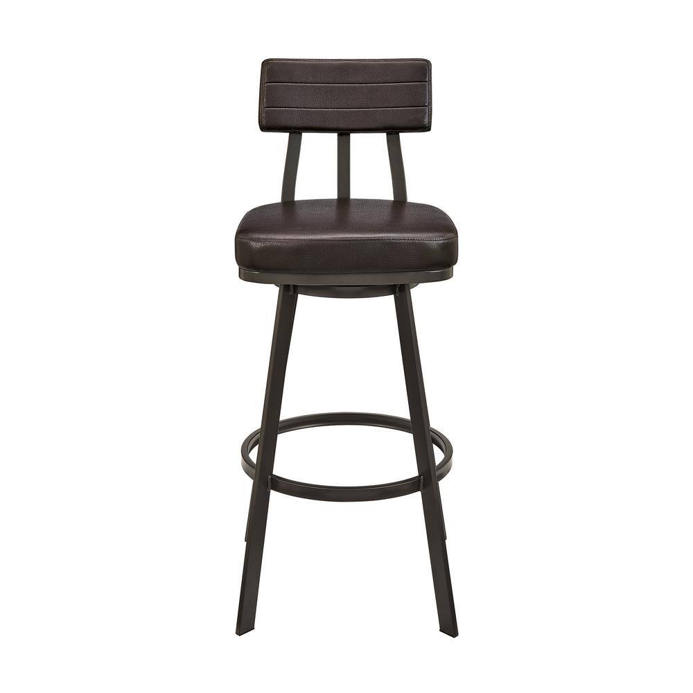 Brown Metal Swivel Adjustable Faux Leather Counter Stool