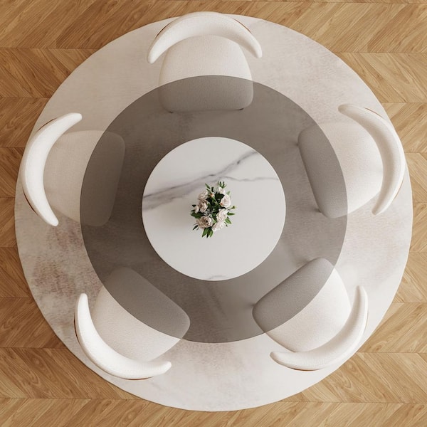 ACTUS - 【Quiet Space】TABLE &quot;JASMINE&quot; BuotiqHom 59 in. Black + Lazy Susan Round Farmhouse Ceramic