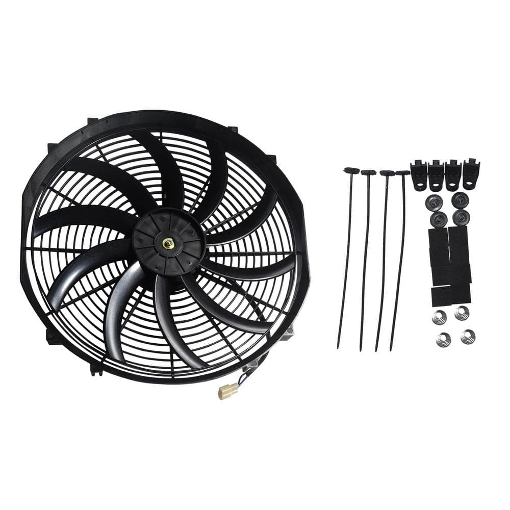 16 in. Universal Slim Fan in Black Push Pull Electric Radiator Cooling 12-V