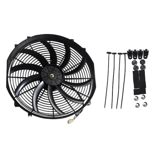 Adrinfly 16 in. Universal Slim Fan in Black Push Pull Electric Radiator Cooling 12-Volt 120-Watt with Mount Kit