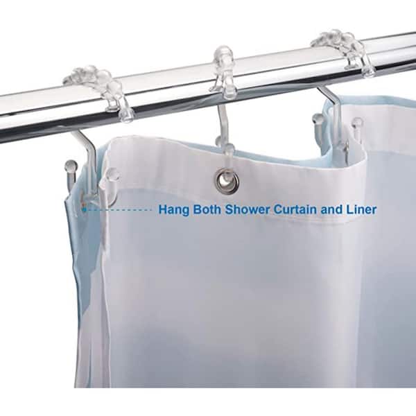 Dyiom Plastic Shower Curtain Hooks, Shower Curtain, Double Shower