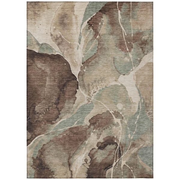 Chantille Machine Washable Indoor/Outdoor Abstract ACN3037 Mocha 9 ft. x 12 ft. Area Rug