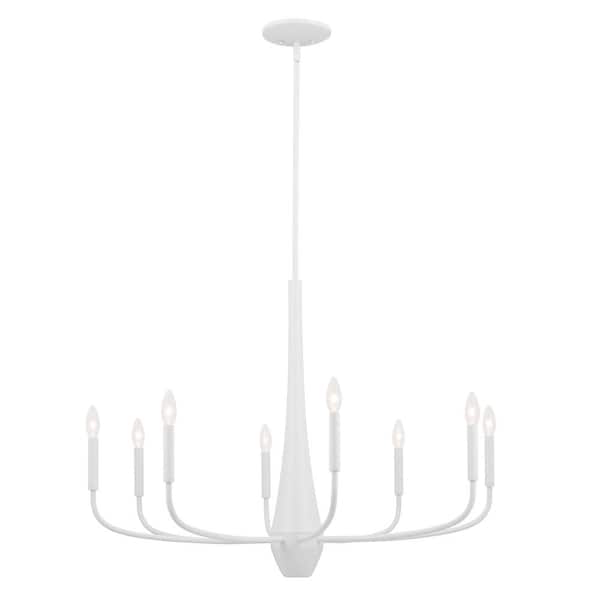 KICHLER Deela 36 in. 8-Light White Modern Candle Circle Chandelier for Dining Room