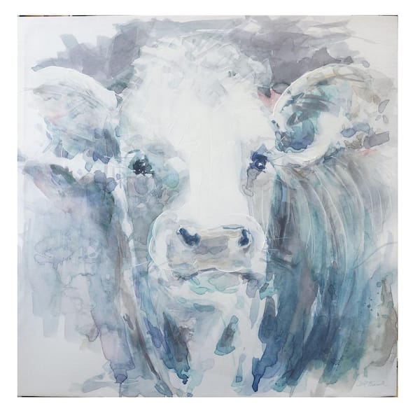 Home Decorators Collection Unframed Square Canvas Acrylic Painting Cow Wall Art 40 in. H x 40 in. W