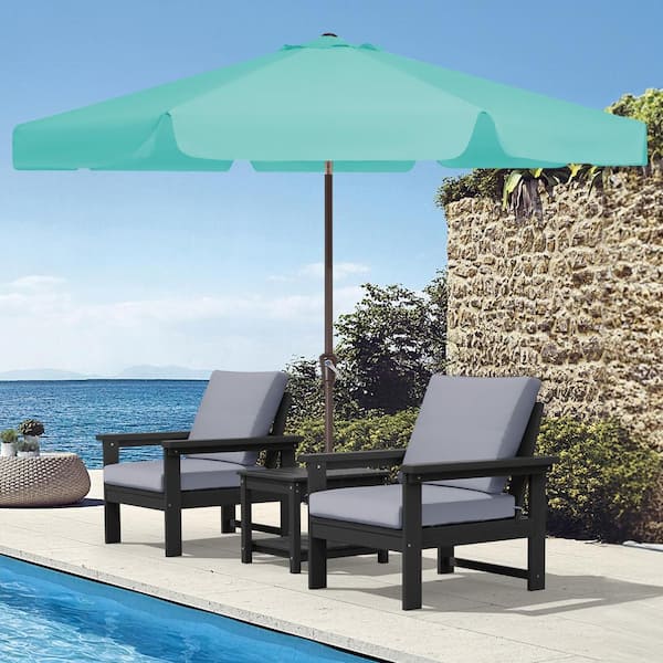 JEAREY 9 ft. Steel Market Crank and Tilt Outdoor Patio Umbrella in Peacock Blue