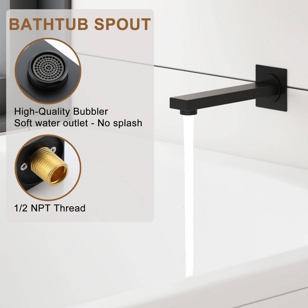 Matte Black Large Square Rainfall Wall Mounted Shower System