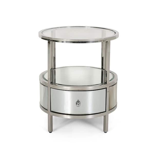 Noble House Beeching Silver Mirrored End Table