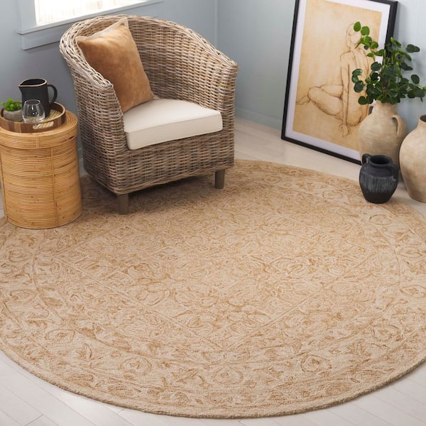 Dip Dye 7 ft. x 7 ft. Gold/Ivory Oriental Round Rug