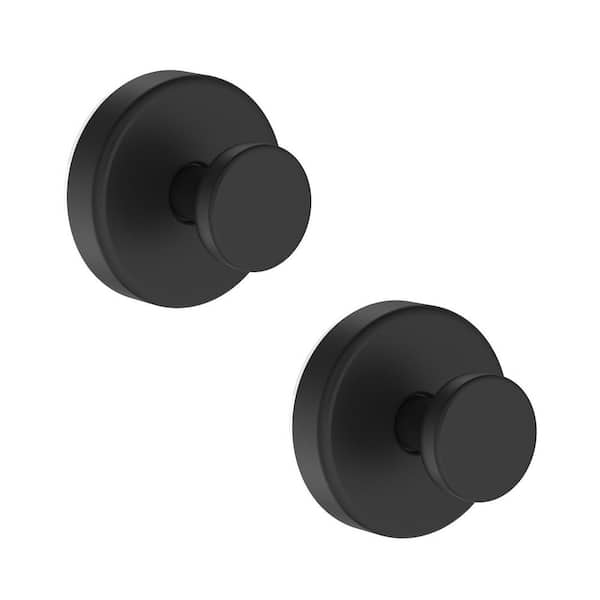 J-Hook Towel Hook Vacuum Suction Cup Hooks for Shower Wall Mount 2 Pack Black for Bathroom Glass and Tile