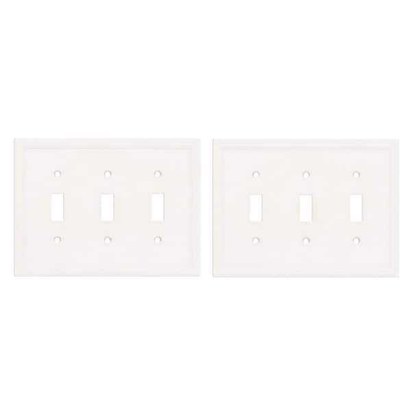 Hampton Bay White 3-Gang Toggle Wall Plate (2-Pack)