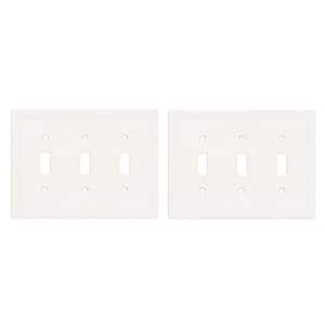 White 3-Gang Toggle Wall Plate (2-Pack)