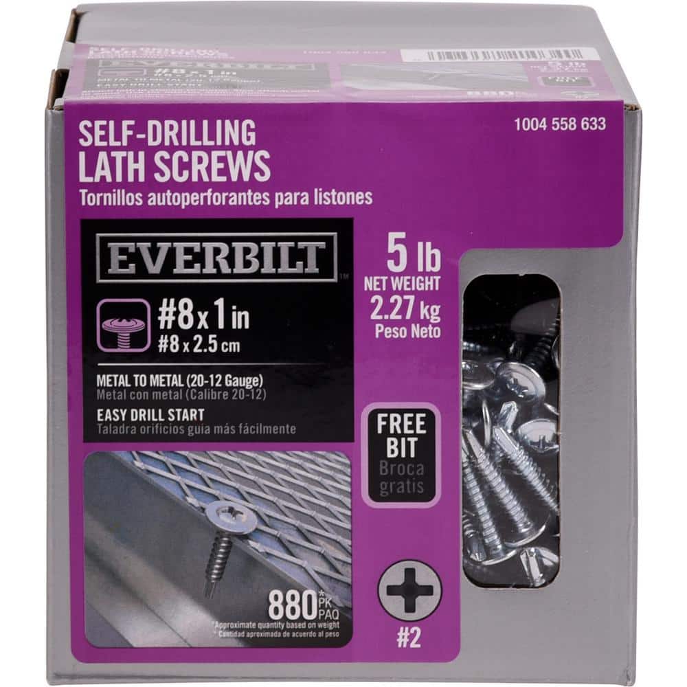 1 LB Self Drilling Lath Screws #8 x 1" Metal to Metal Easy Drill Start 
