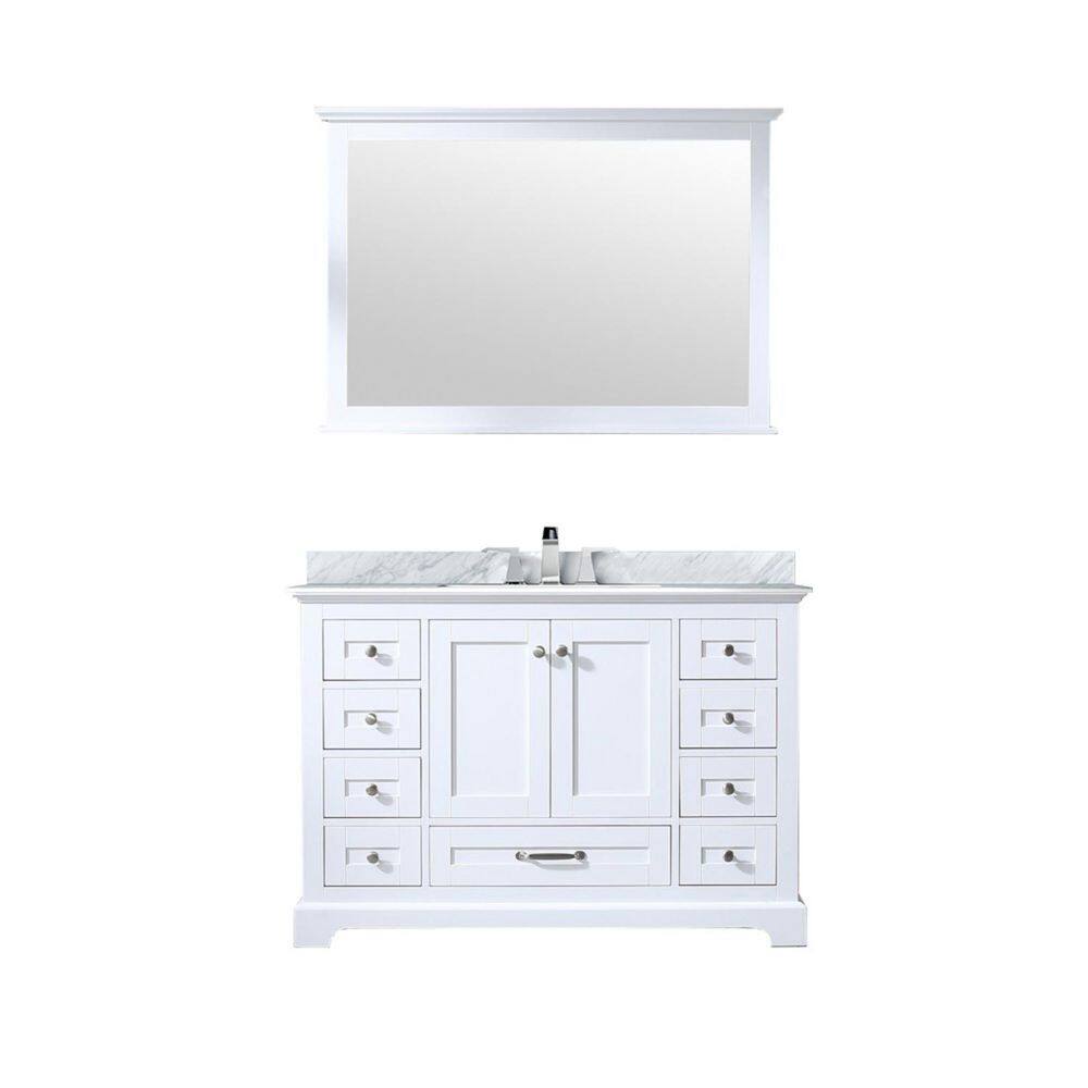 Dukes 48" White Marble Top Vanity with Mirror and Faucet