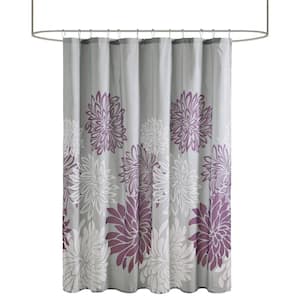 Caldwell Purple 72 in. Printed Floral Shower Curtain