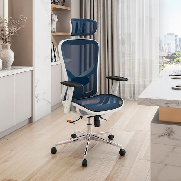 TECHNI MOBILI 25.5 in. Width Big and Tall Blue Mesh Ergonomic Chair with Adjustable Height