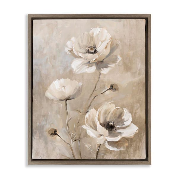 Neutral Country Flora by Nina Blue Brown Floater Frame Nature Graphic Art Print 31 in. x 25 in.