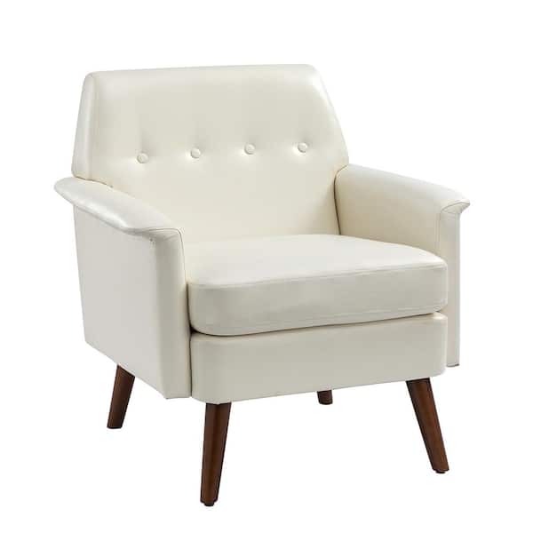 JAYDEN CREATION Mutina Ivory armchair with Solid wood Legs