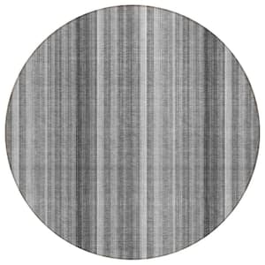 Chantille ACN543 Gray 8 ft. x 8 ft. Round Machine Washable Indoor/Outdoor Geometric Area Rug