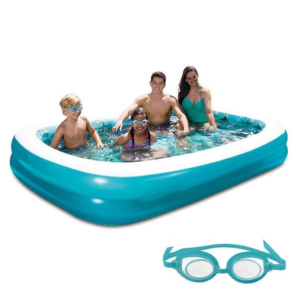 Blue Wave 103 in. x 69 in. Rectangular Family Inflatable Pool with 3D Graphics