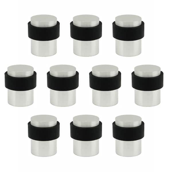 DSIX 1-37/64 in. Tall, 1-5/32 in. Dia Satin Stainless Steel Round Floor Mount Door Stop (10-Pack)