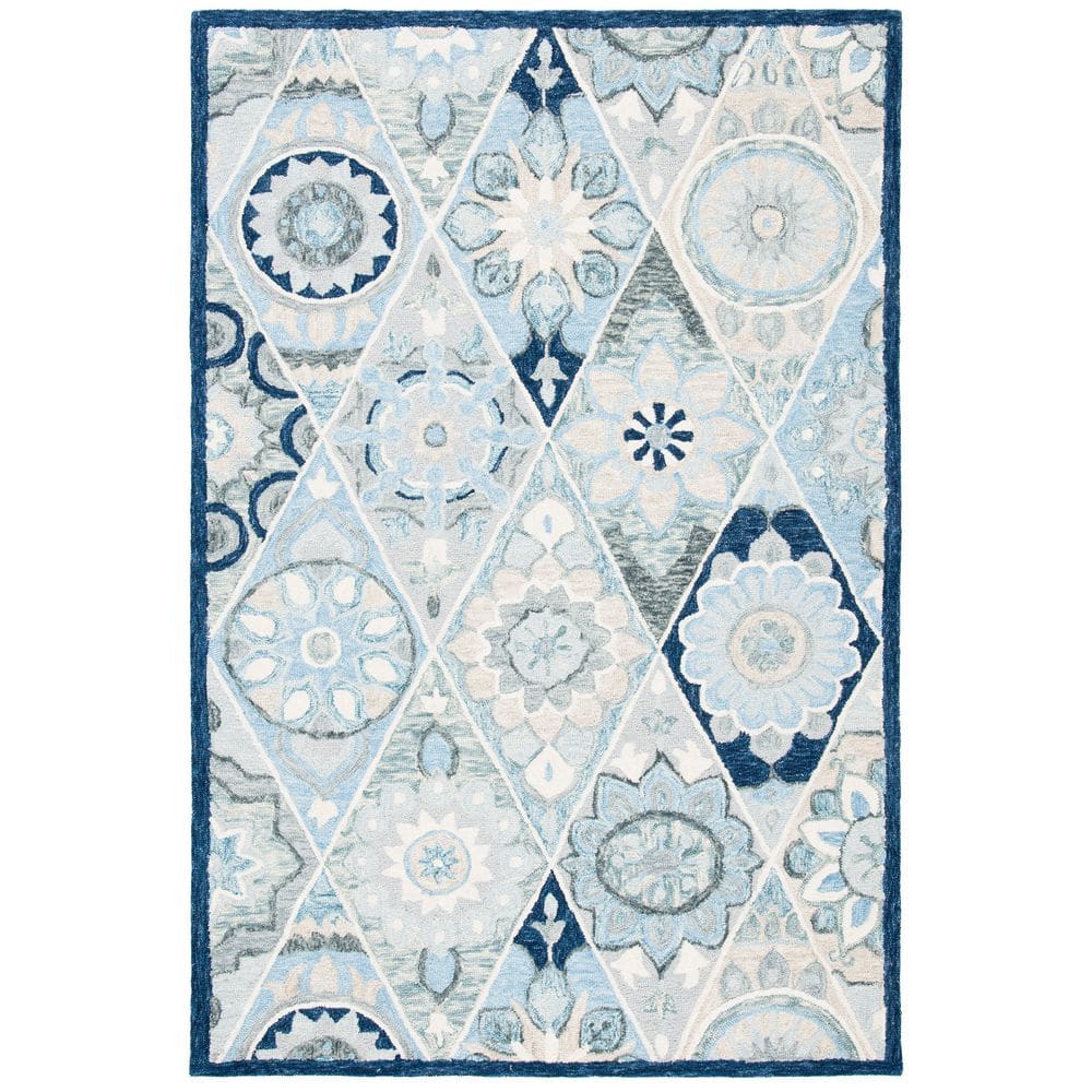 Suzani 3 ft. x 5 ft. Blue/Ivory Floral Border Area Rug price history on PriceWatchPro