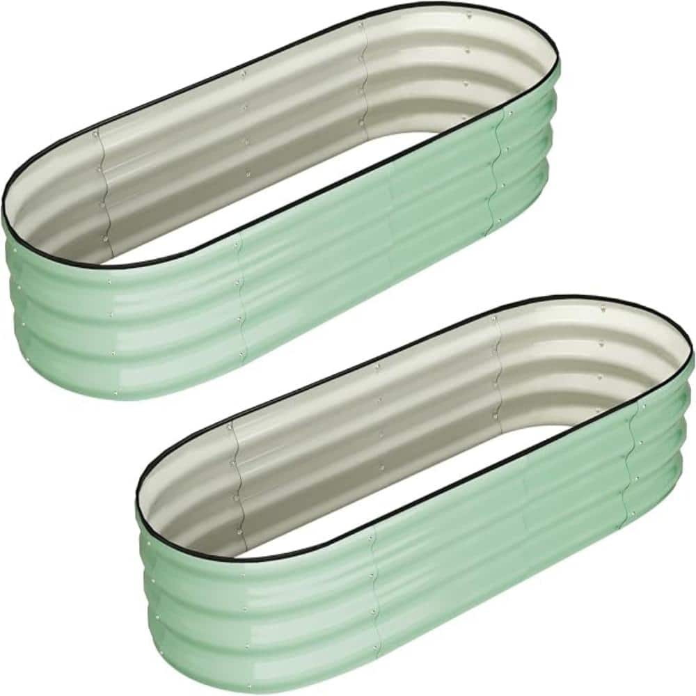 4.5x2x1.5ft 2 PCS Green Galvanized Raised Garden Bed, Oval Bottomless Metal Planter Box, Outdoor Bed with Safety Edge price history on PriceWatchPro