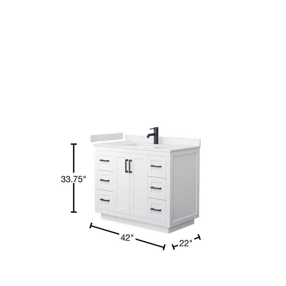 Miranda 42" White and Black Wood & Marble Single Bathroom Vanity