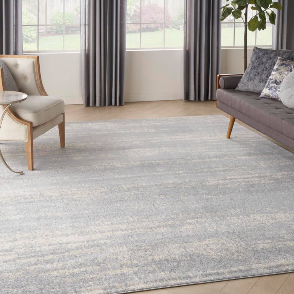 Nourison Essentials Grey Beige Abstract Outdoor Rug 10' x 14'