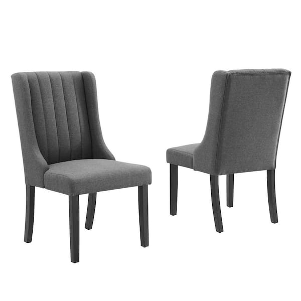 MODWAY Renew Gray Upholstered Parsons Fabric Dining Chairs - Set of 2