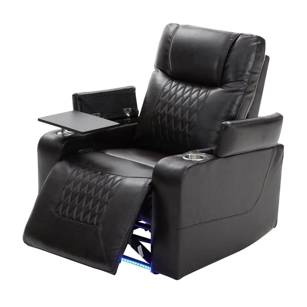 aisword Black Power Motion Recliner with USB Charging Port, Hidden Arm