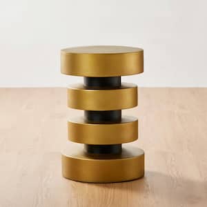 Modern Antique Gold MGO Floating Disks Side Table or Accent Stool
