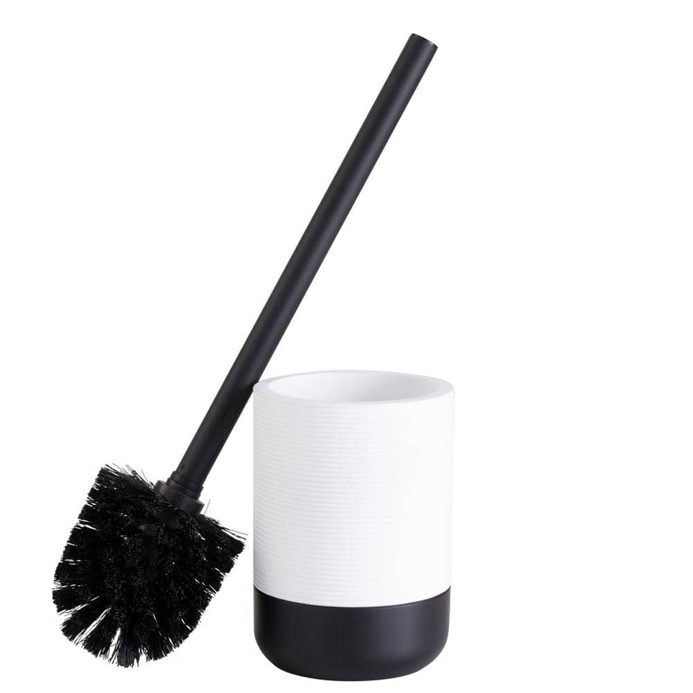Bath Bliss Monochrome Toilet Brush and Holder in White and Black 10233