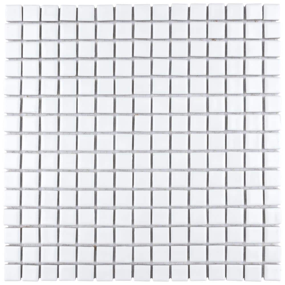 Hudson Edge White 12 in. x 12 in. Porcelain Floor and Wall Mosaic Tile (10.6 sq. ft./Case) price history on PriceWatchPro