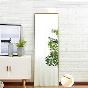 15.7 in. W x 59 in. H Large Rectangular Aluminium Framed Wall/Floor Mirror Bathroom Vanity Mirror in Gold