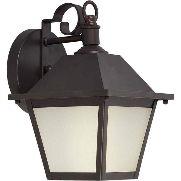 Forte Lighting 1 Light Outdoor Lantern Antique Bronze Finish Frosted Seeded Glass Panels