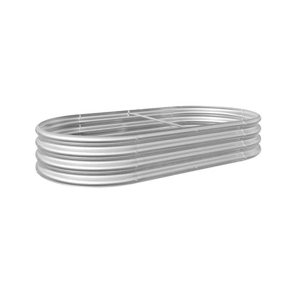 6 x 3 x 1 ft. Silver Metal Oval Raised Garden Bed, Outdoor Planter Box for Vegetables, Flowers, Herbs, Fruits (1-Pack)
